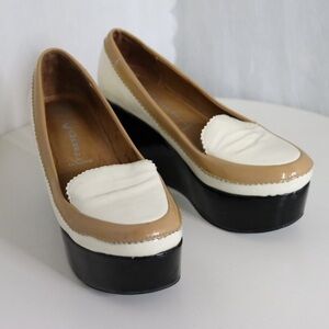 JEFFREY CAMPBELL Patent Leather Nude Wedges - OFFERS WELCOME